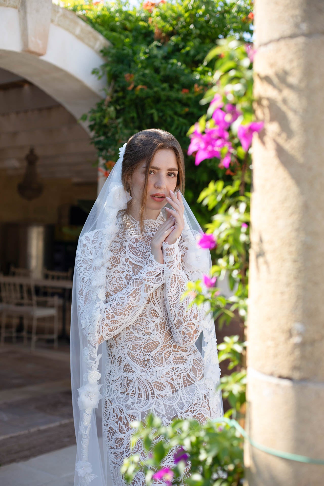 Milos Gown: Sheer Lace Sheath Dress