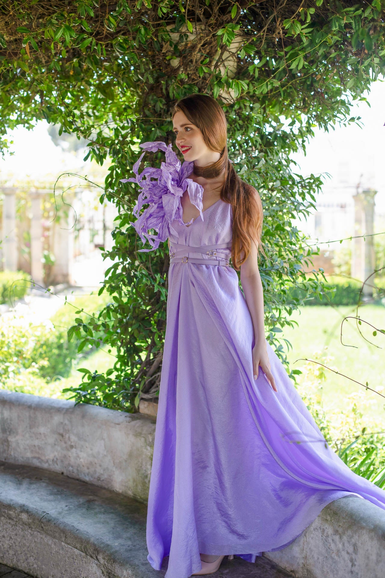 Purple Spiky Walking Flower Dress