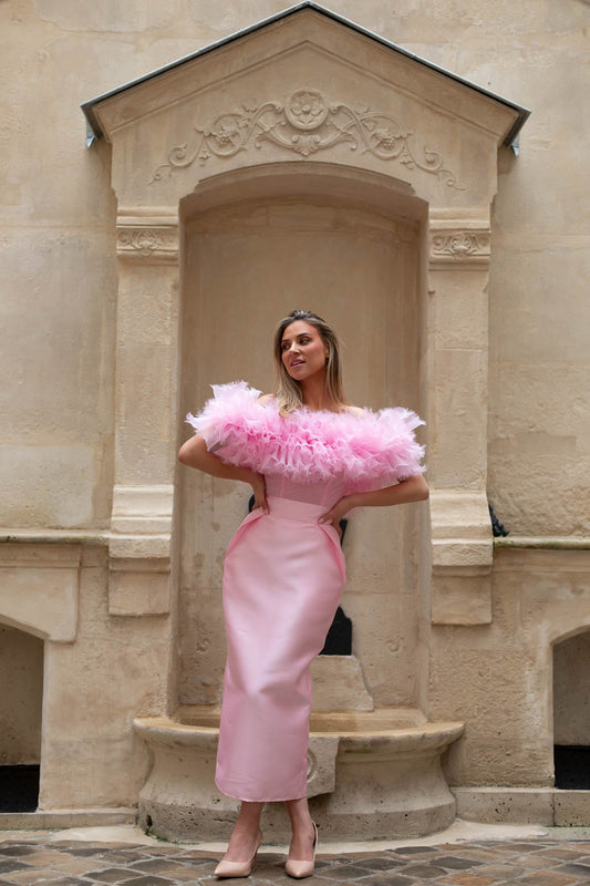 Pink Midi Pencil Skirt
