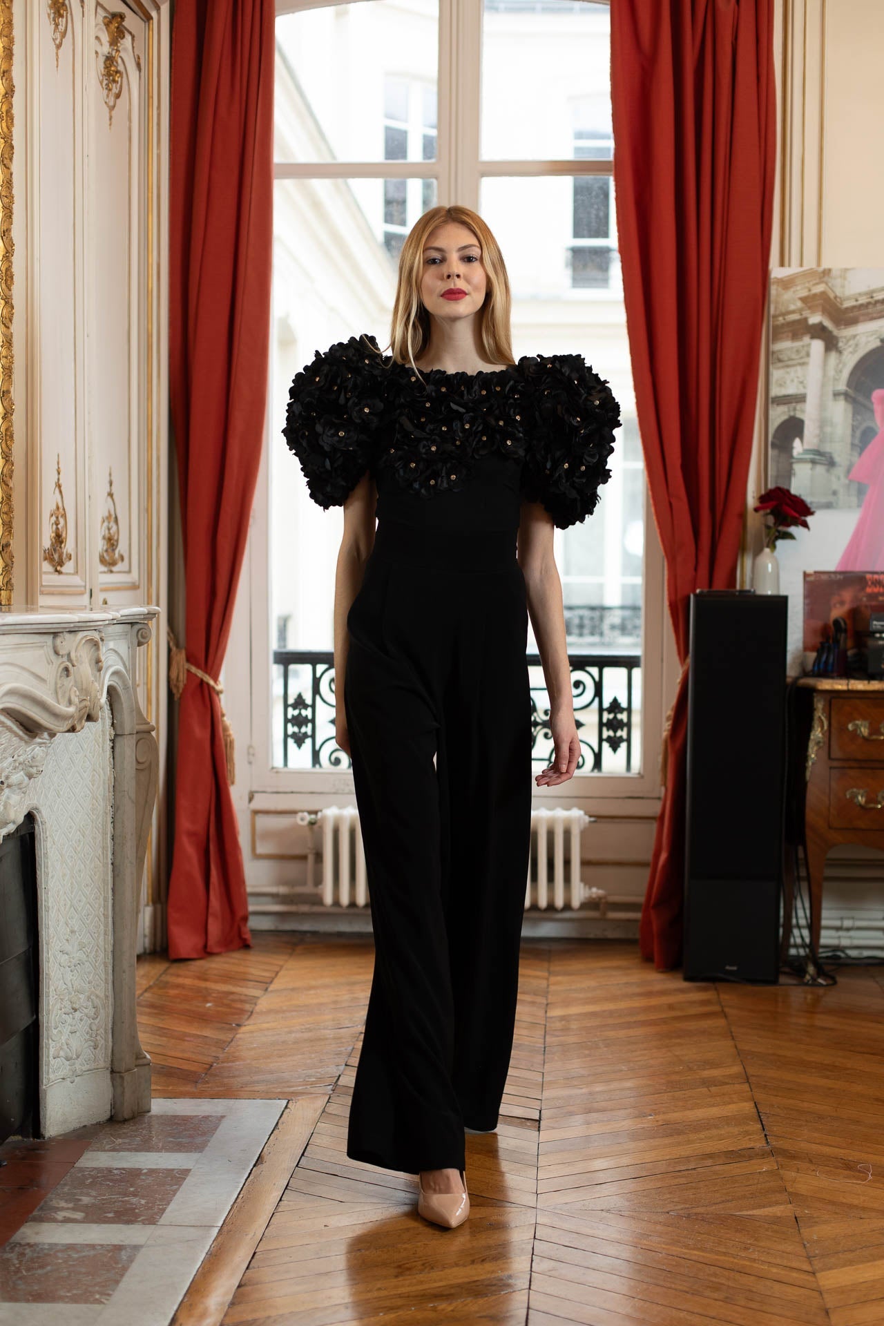 Black Hortensia Bodysuit