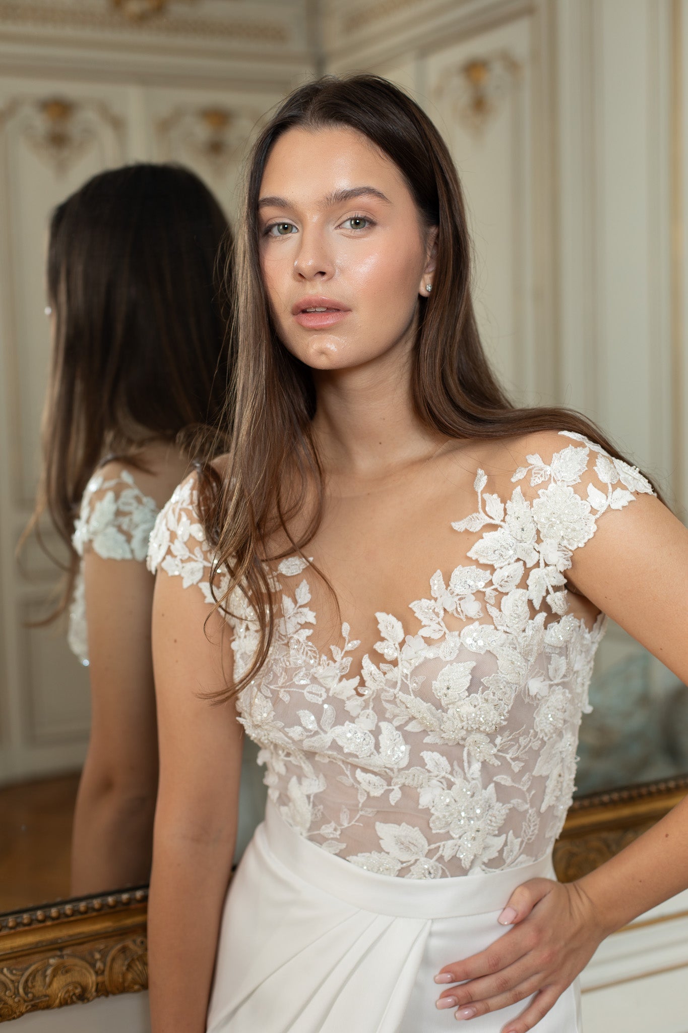chinese dress ladies Caia Lace Plunge Bodysuit Midaxi Dress in White