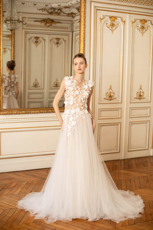 Blooming Grace Gown: Romantic Floral Accents