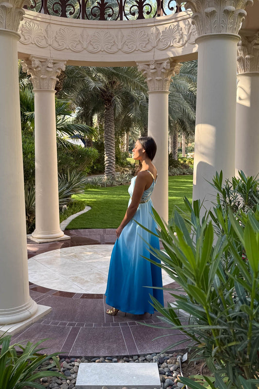 Leather Strap Ocean Blue Dress