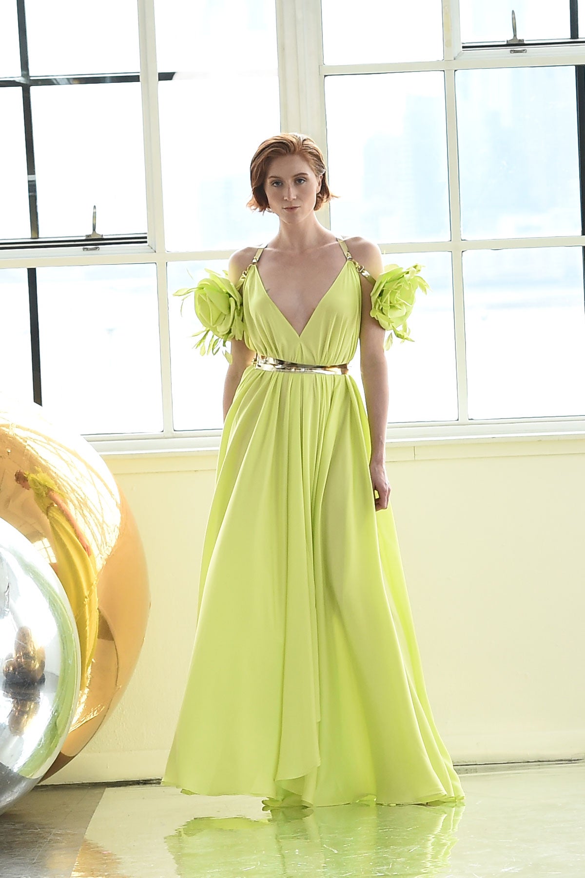 Green Walking Flower Dress