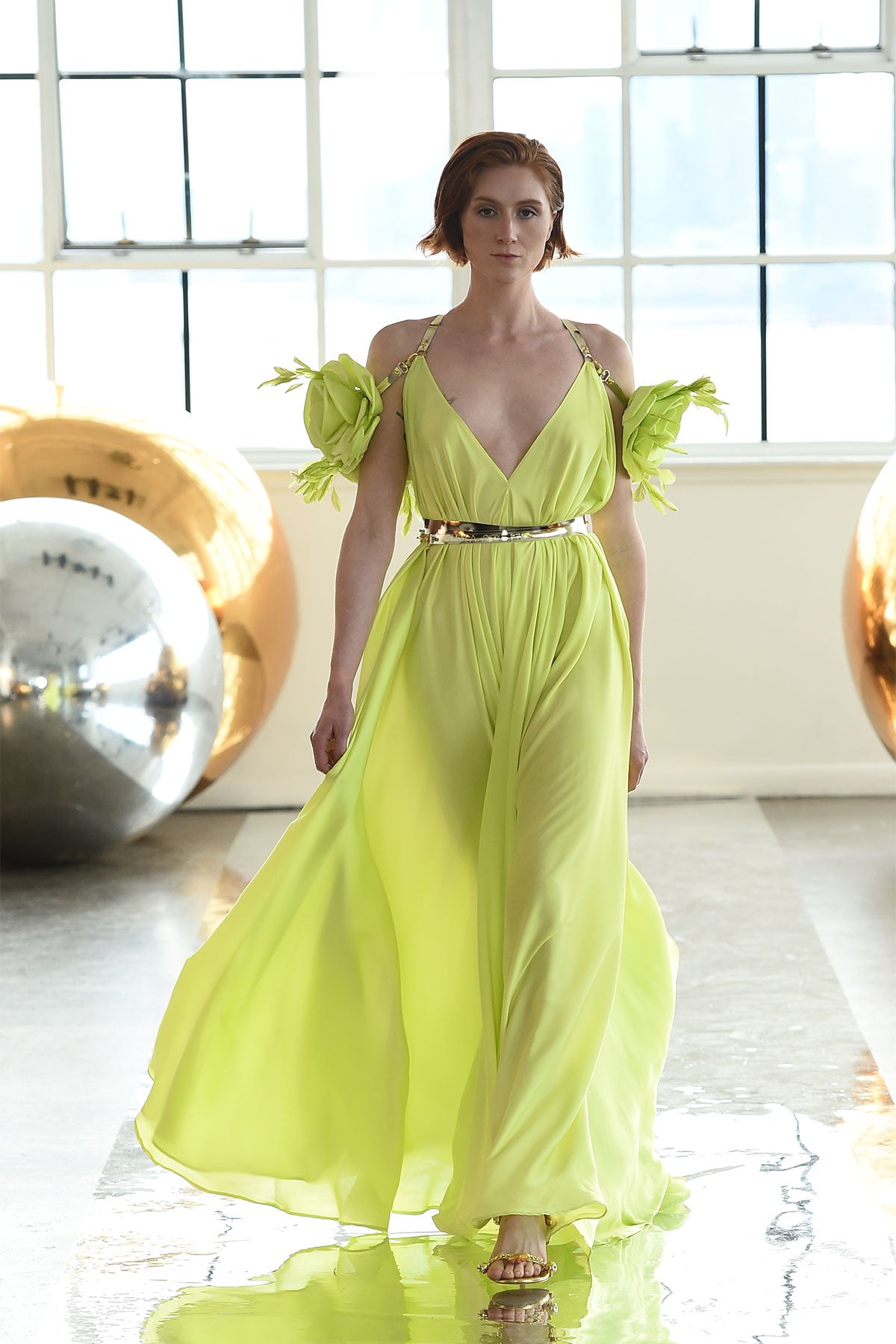 Green Walking Flower Dress