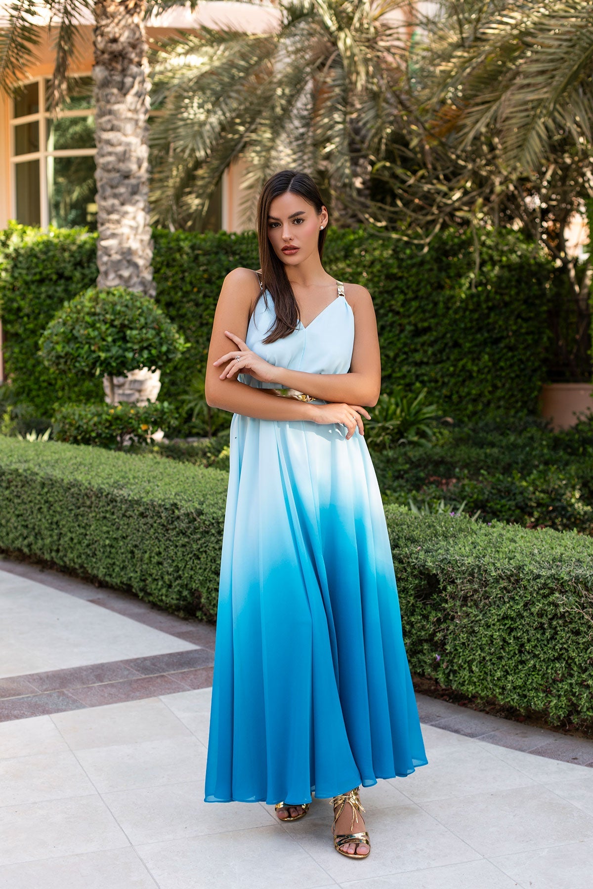 Leather Strap Ocean Blue Dress