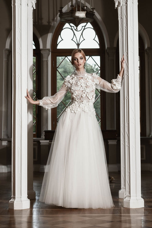 Josephine:  Flower Embellished Sleeves