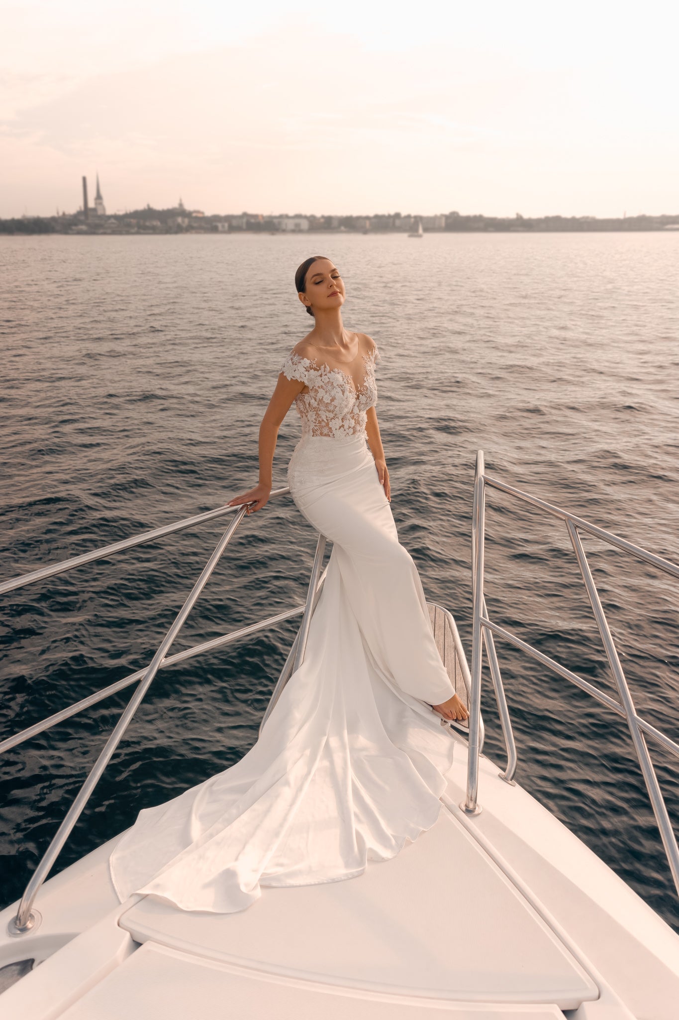 Rhode Wedding Dress Inspired by Greek Mythology with Embroidery