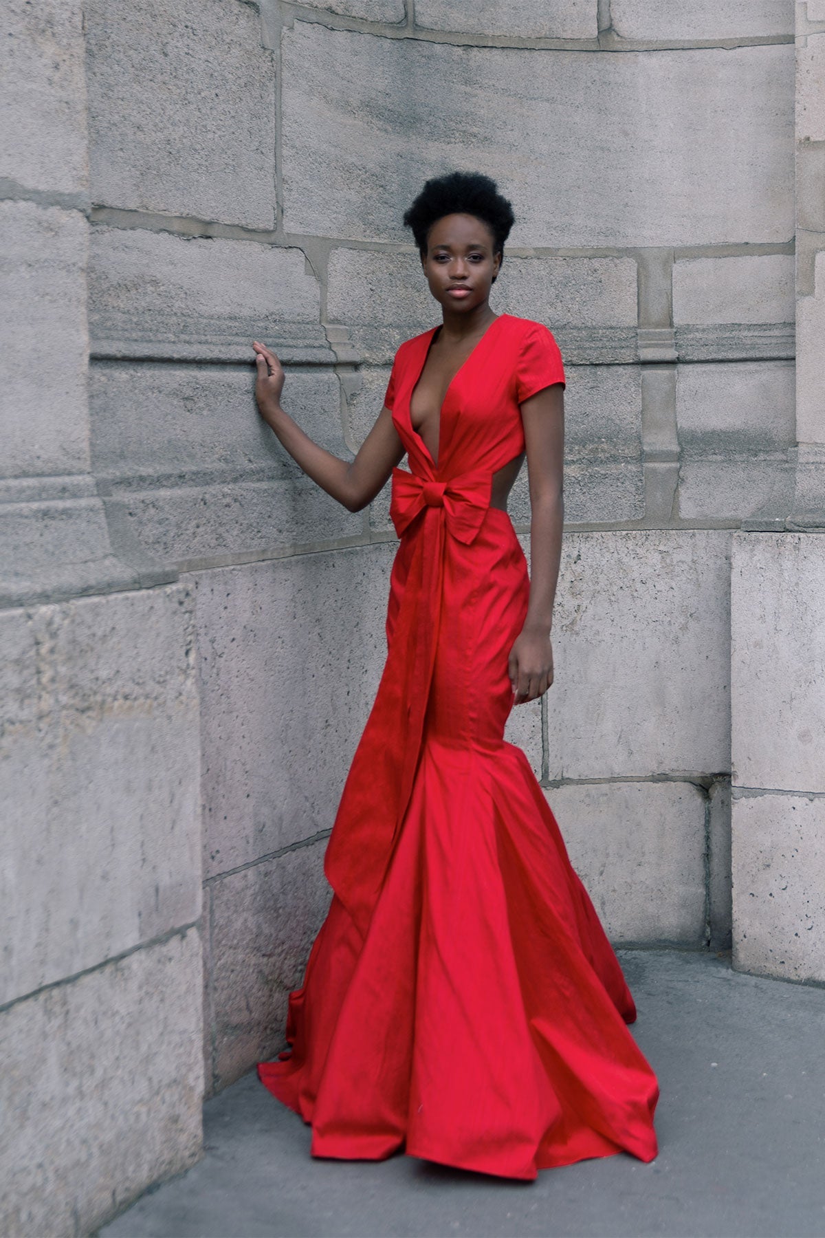 Dsir Rouge' Gown: Red Raw Silk Elegance with Bowtie | Perfect for Birthdays, Valentine's Day, and Christmas Liina Stein Dsir Rouge' Gown: Red Raw Silk Elegance with Bowtie | Perfect for Birthdays, Valentine's Day, and Christmas Liina Stein