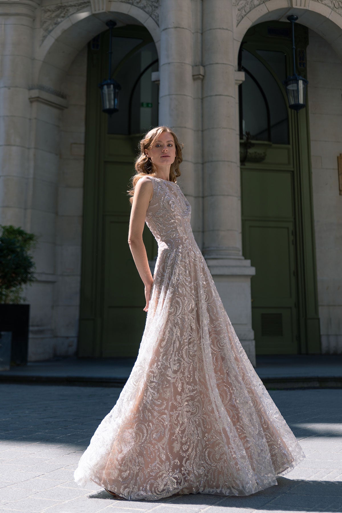 Elegant Marie-Thrse Gown: Timeless Beige-Silvery Evening & Wedding Dress Liina Stein Elegant Marie-Thrse Gown: Timeless Beige-Silvery Evening & Wedding Dress Liina Stein