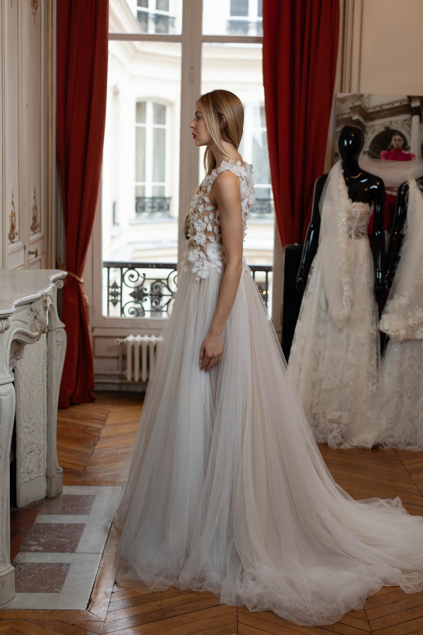 Blooming Grace Gown: Romantic Floral Accents