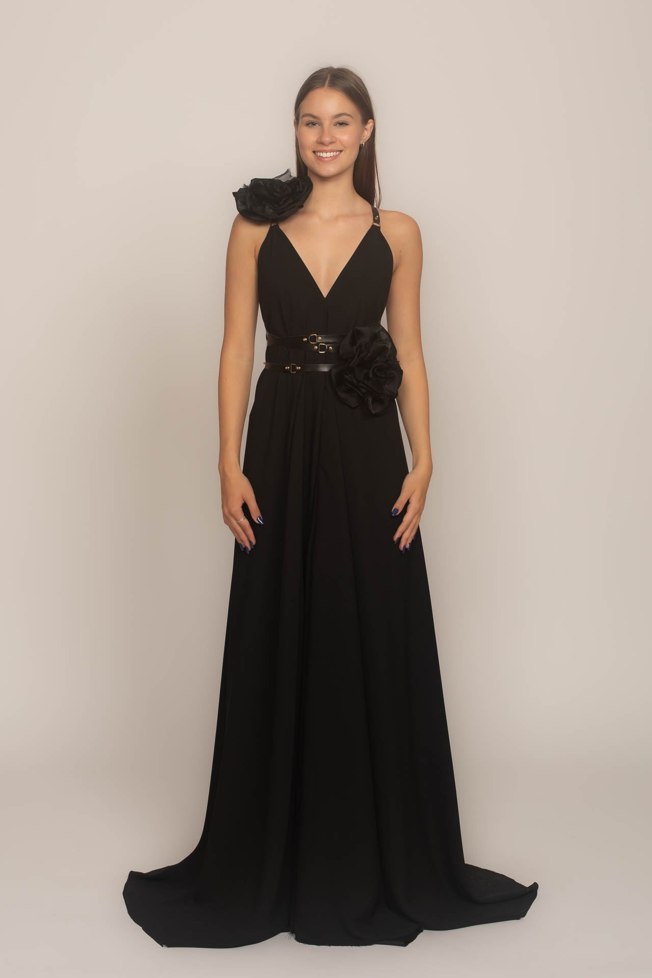 Black Walking Flower Gown