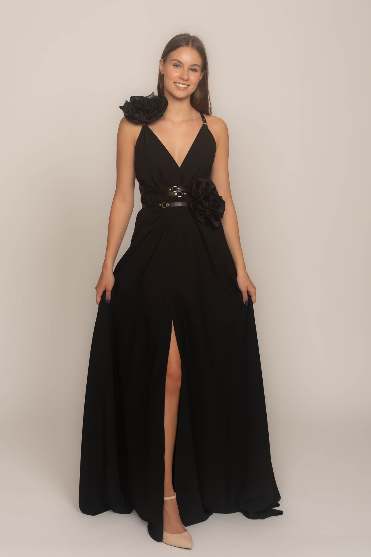 Black Walking Flower Gown