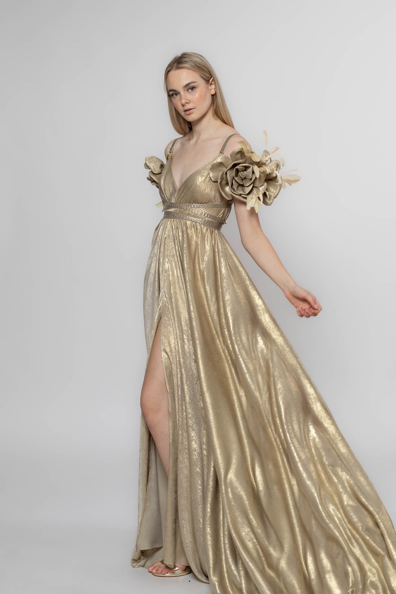 Walking Golden Flower Gown