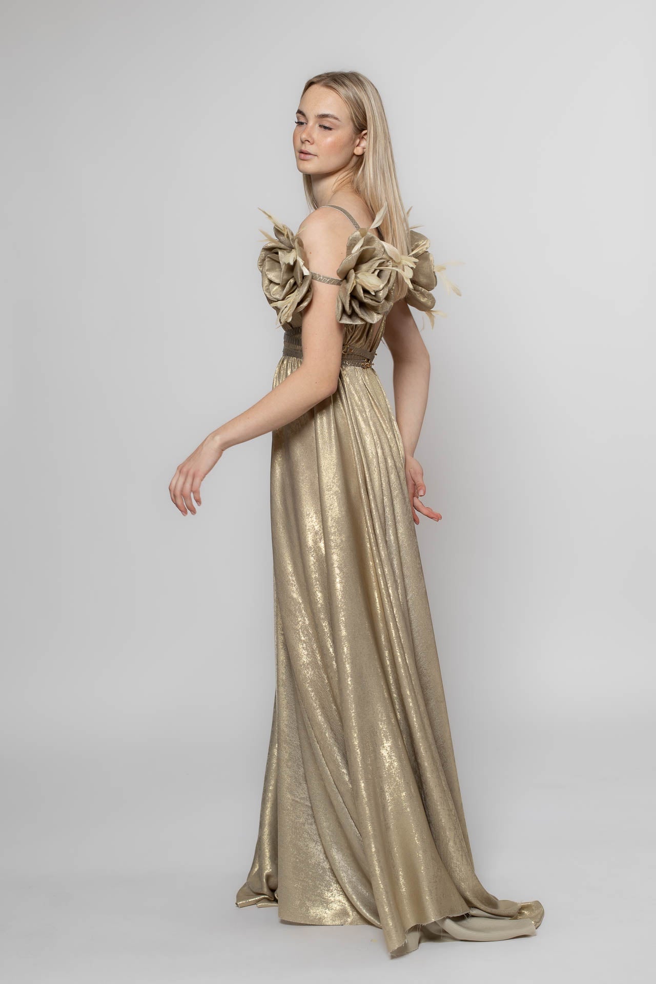 Walking Golden Flower Gown