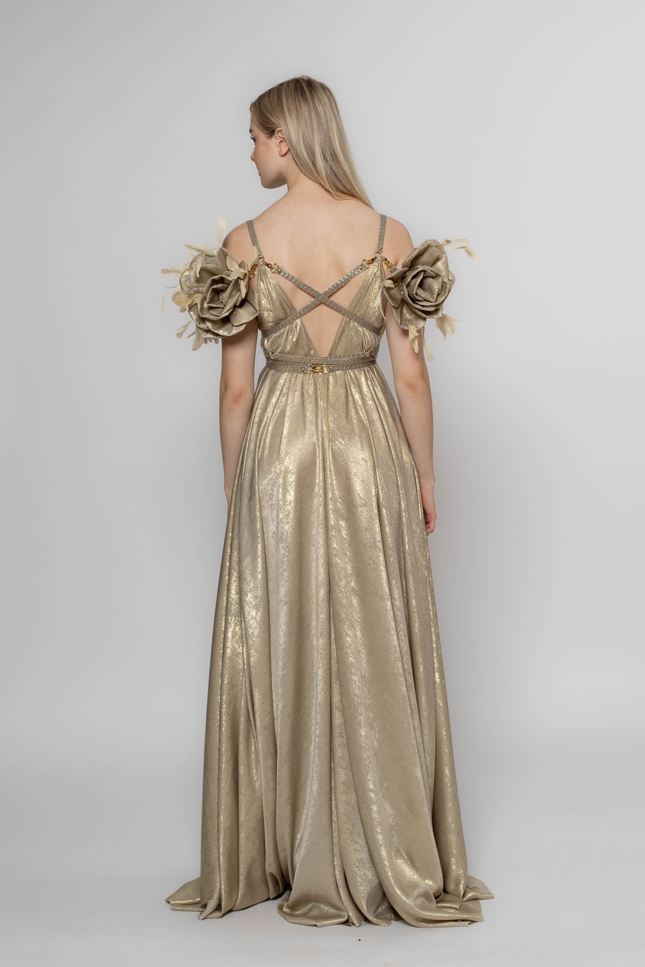 Walking Golden Flower Gown