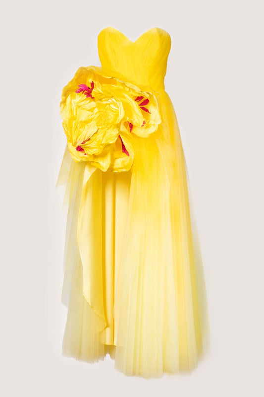 Yellow Wallking Flower Gown