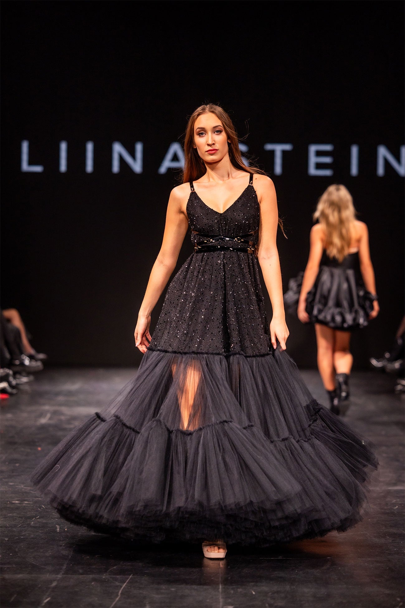 leather and tulle dress Vegan Leather Midi Dress