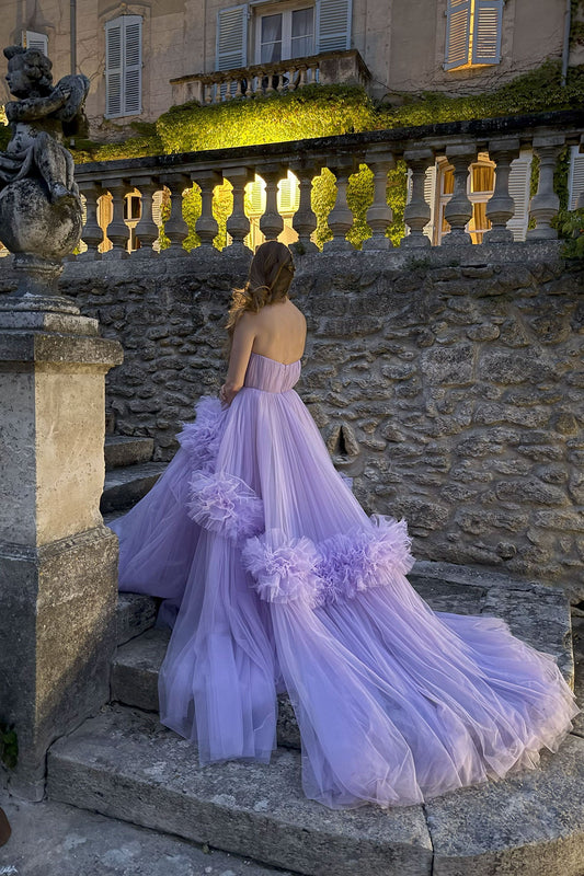 Purple Fairytale Tulle Dress: Regal Train