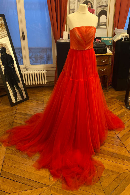 Red Tulle Gown