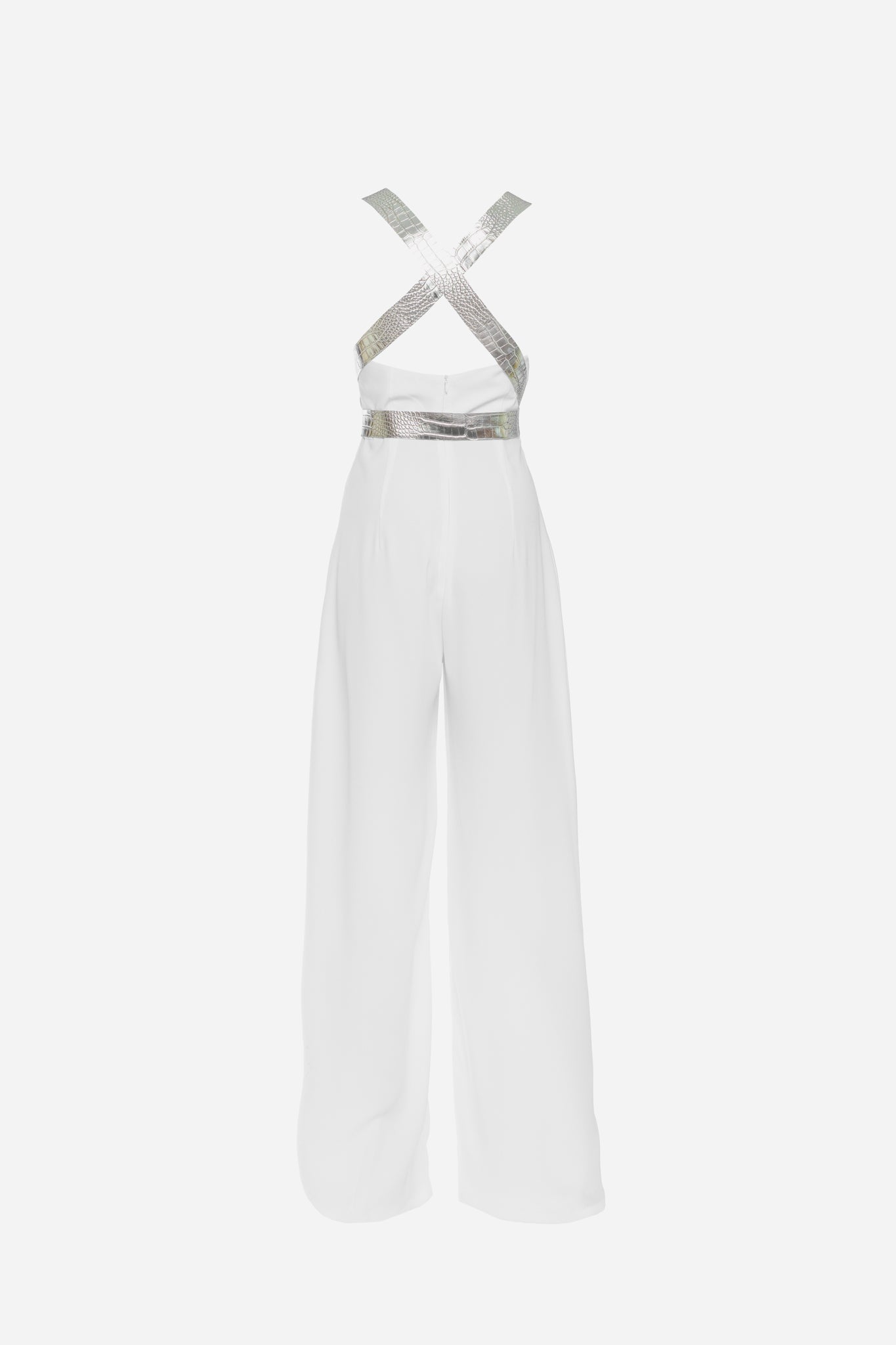 White Leather Strap Jumpsuit